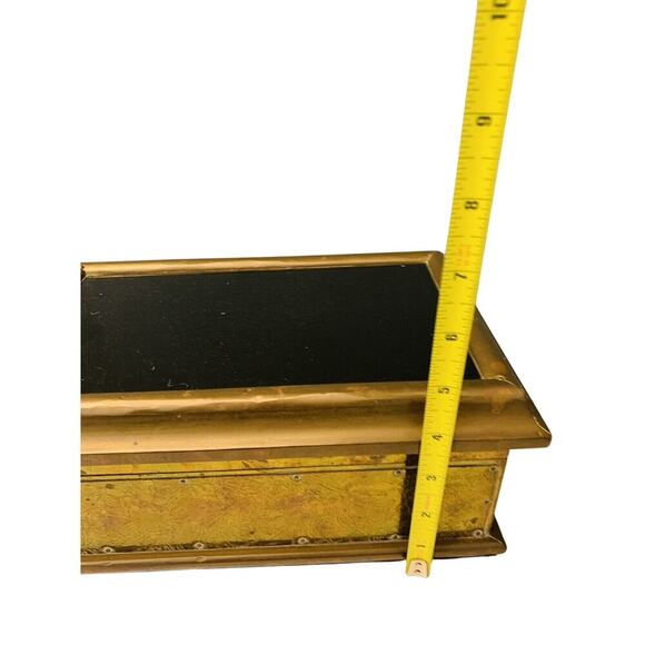 Vintage 12” Brass Casket Box Jewelry Dresser Parlor Trinket Home Decor - Picture 4 of 16